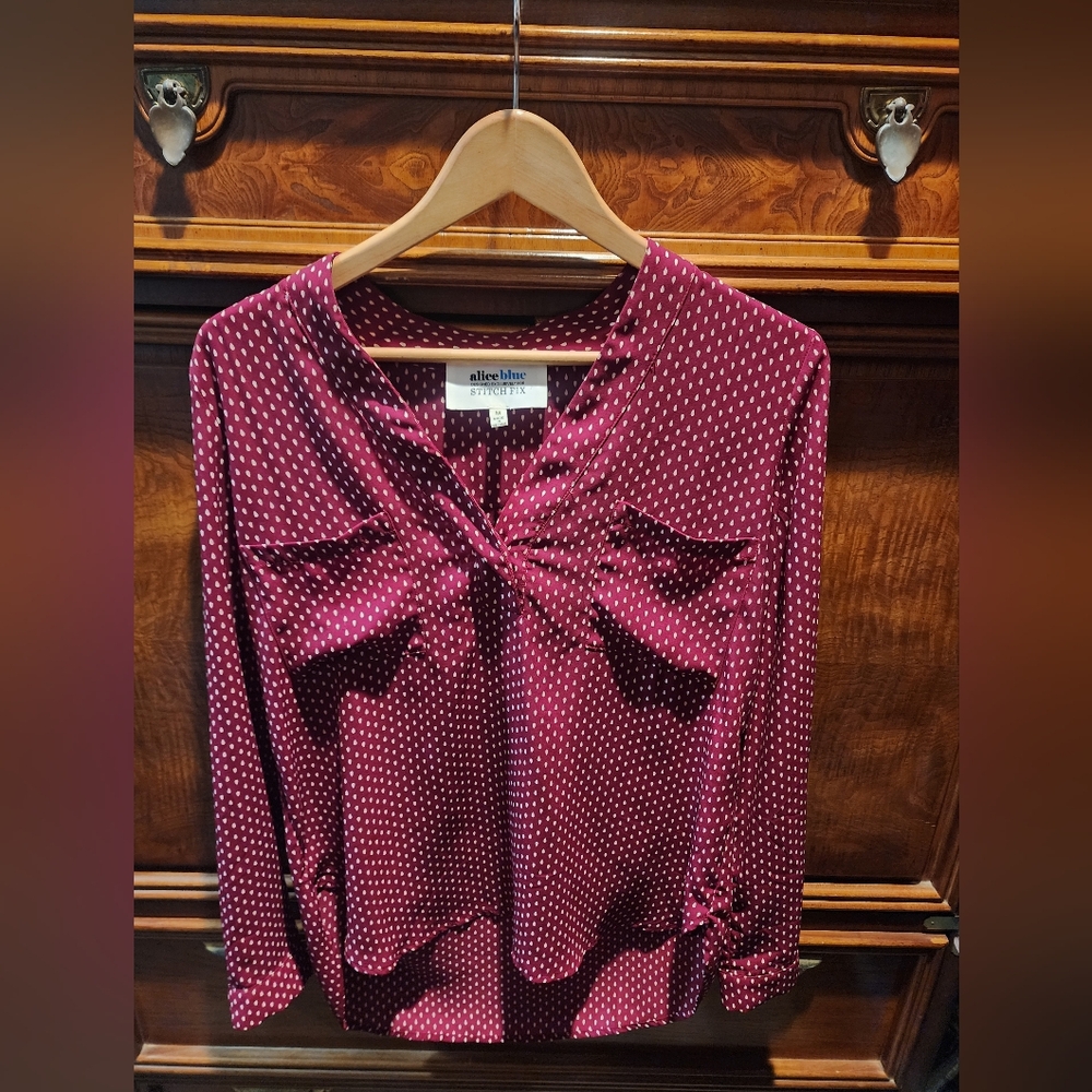 ALICE BLUE - Burgandy, Strawberry Pattern Blouse